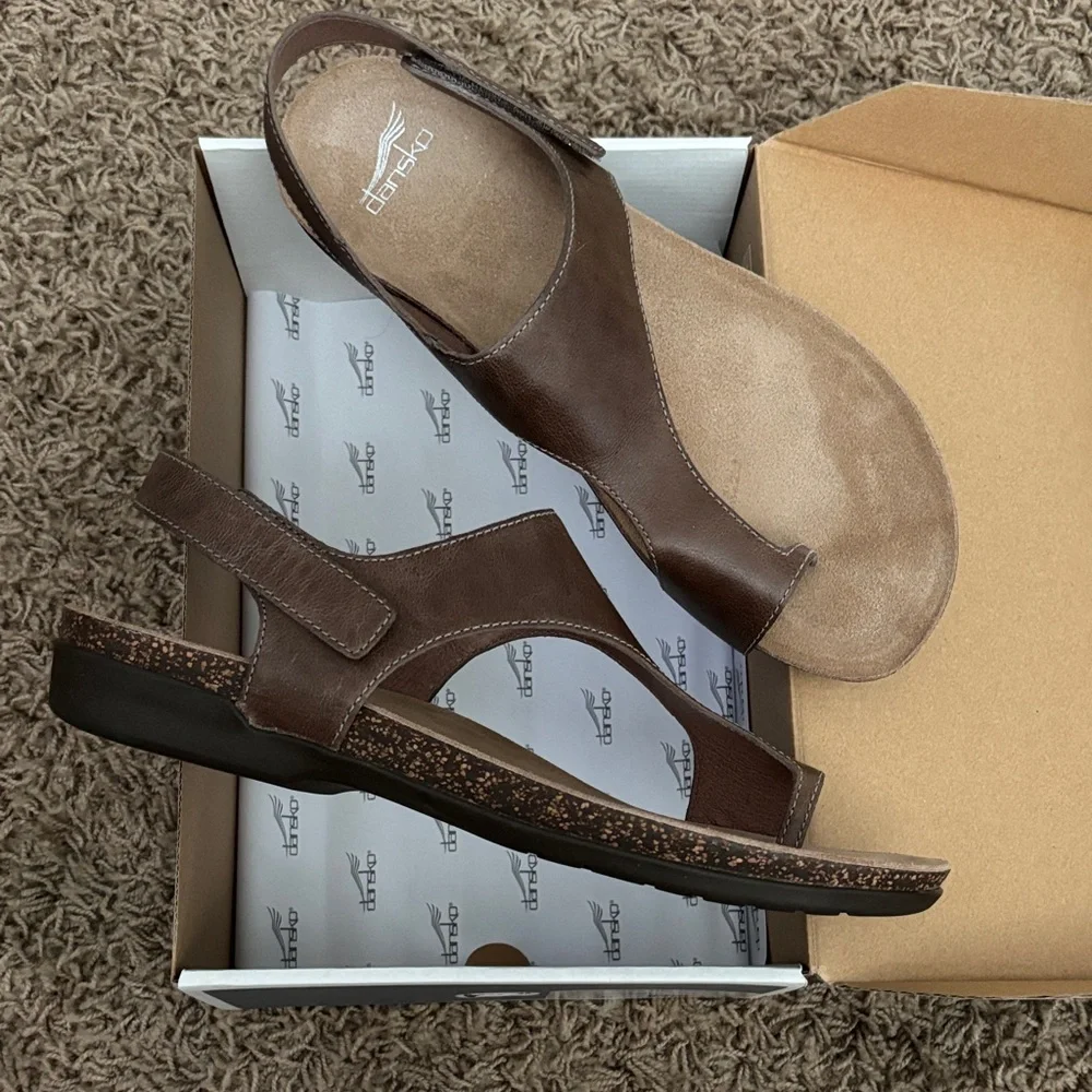 Dansko Women's Dark Brown Leather Sandals - Picture 2 of 5
